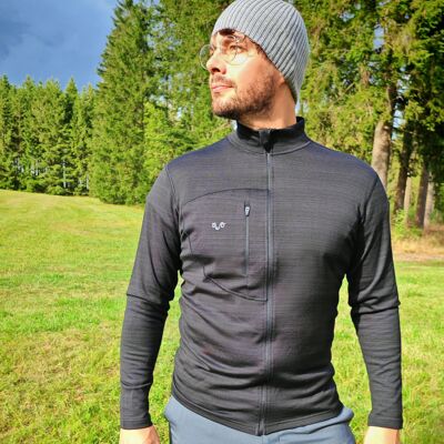 Giacca in lana merino screziata - IBRIDA - 100% lana merino (Zip)