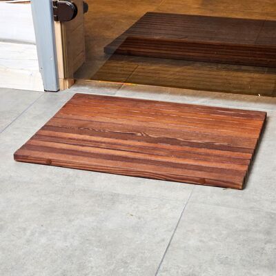 Wooden Shower Mat for Indoor and Outdoor Use, Durable Bath Mat for Bathroom, Sauna, Spa, and Poolside Areas