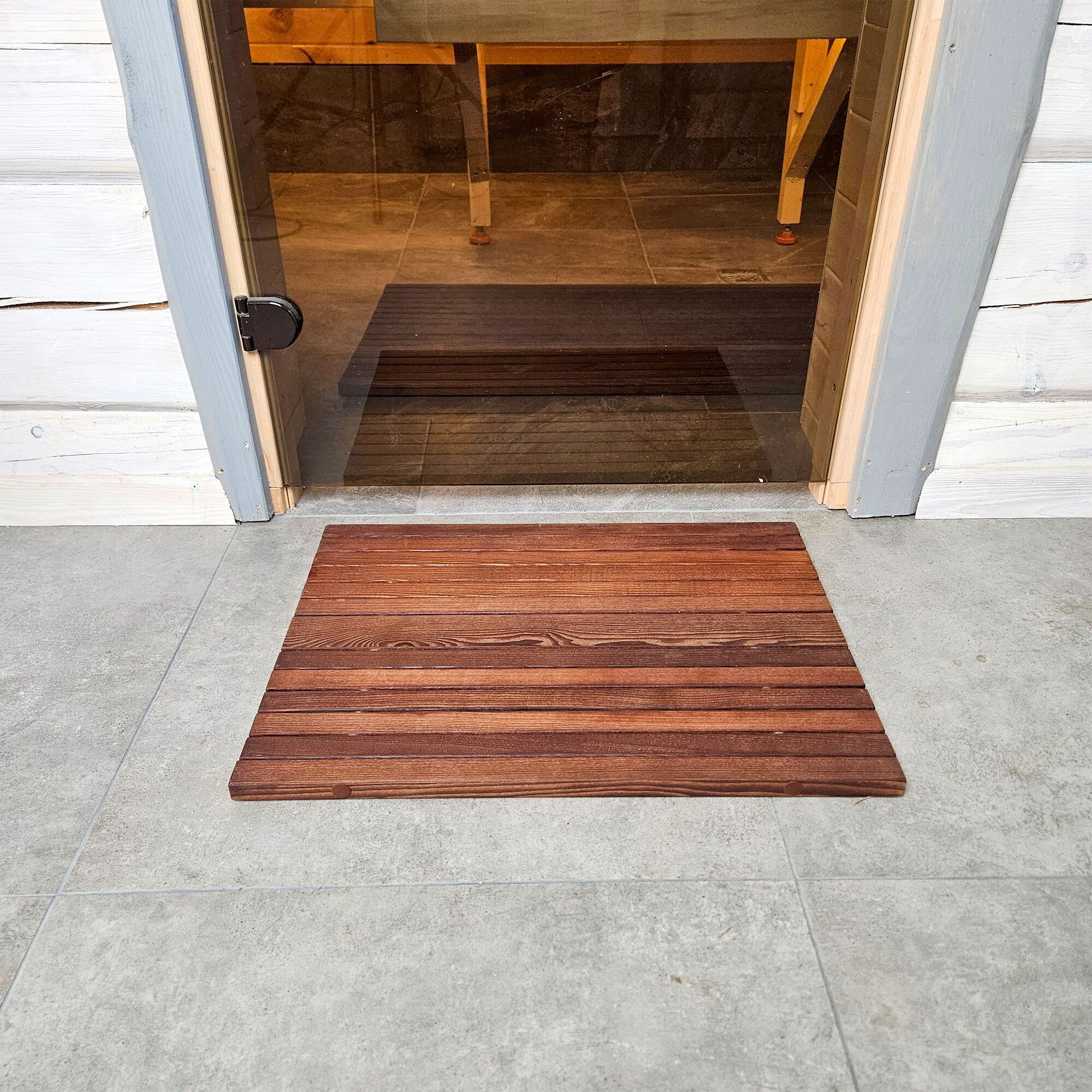 Wooden Shower Mat for Indoor and Outdoor Use, Durable Bath Mat for Bathroom, Sauna, Spa, and Poolside Areas