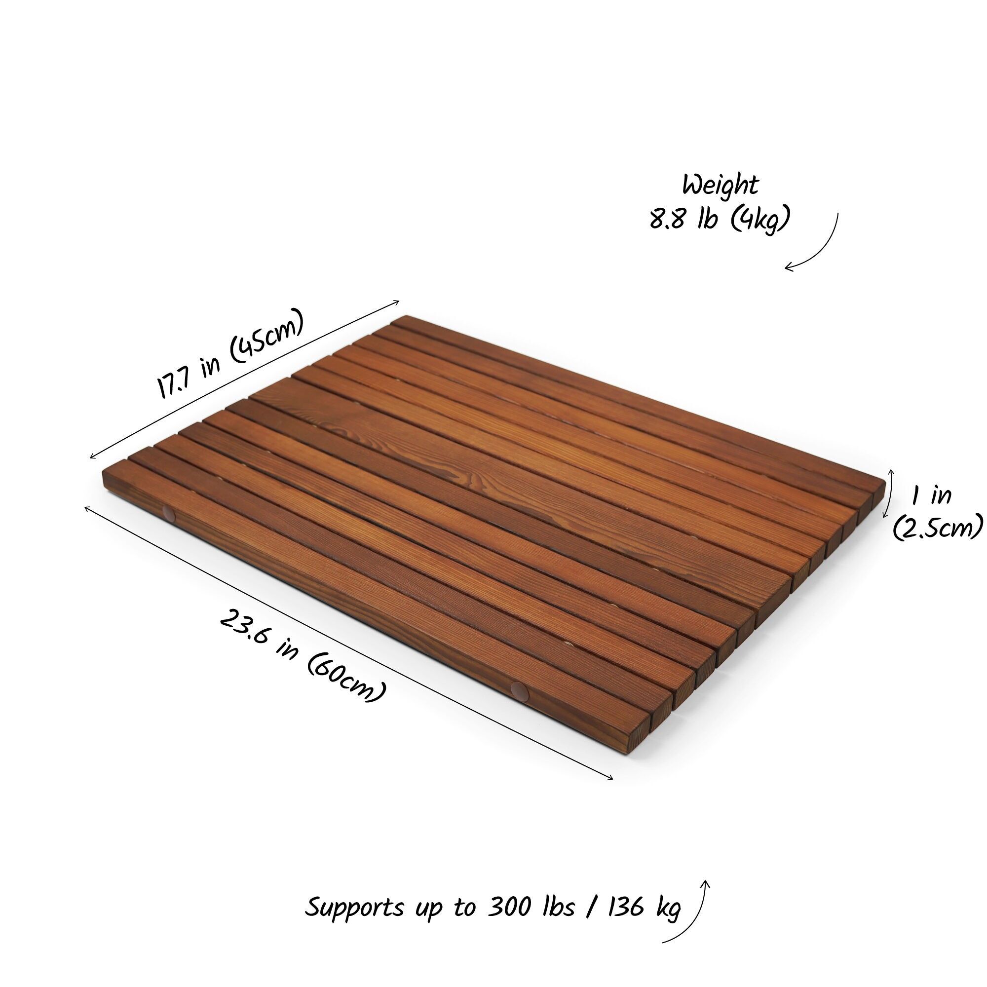 Wooden Shower Mat for Indoor and Outdoor Use, Durable Bath Mat for Bathroom, Sauna, Spa, and Poolside Areas