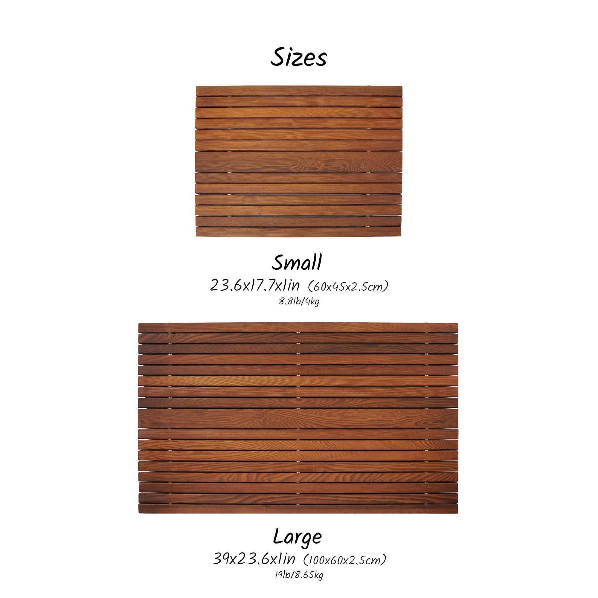 Wooden Shower Mat for Indoor and Outdoor Use, Durable Bath Mat for Bathroom, Sauna, Spa, and Poolside Areas