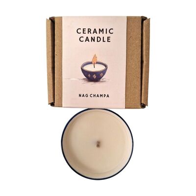 Vela tipo cuenco de cerámica, Nag Champa