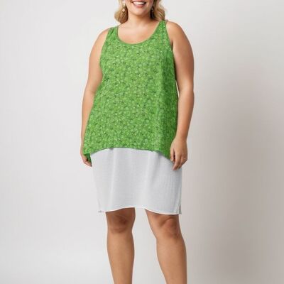 Conjunto de vestido lencero y top verde (T22317)