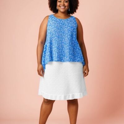 Conjunto de vestido lencero y top azul (T22317)