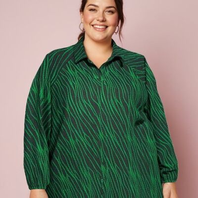 Plus size green printed blouse (T3748)