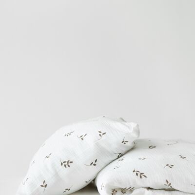 TISU baby duvet cover & pillowcase, Cream Leaves