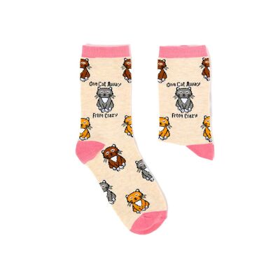 Ladies One Cat Away From Crazy Socks