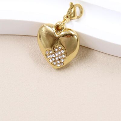 Pendentif Cœur en Acier Inoxydable Orné de Strass - Élégance et Brillance