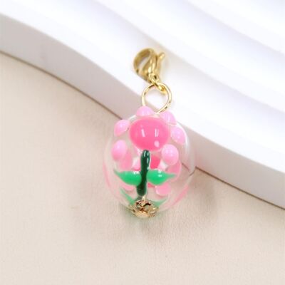 Pendentif Fleur en Verre Soufflé en Acier Inoxydable - Élégance Florale