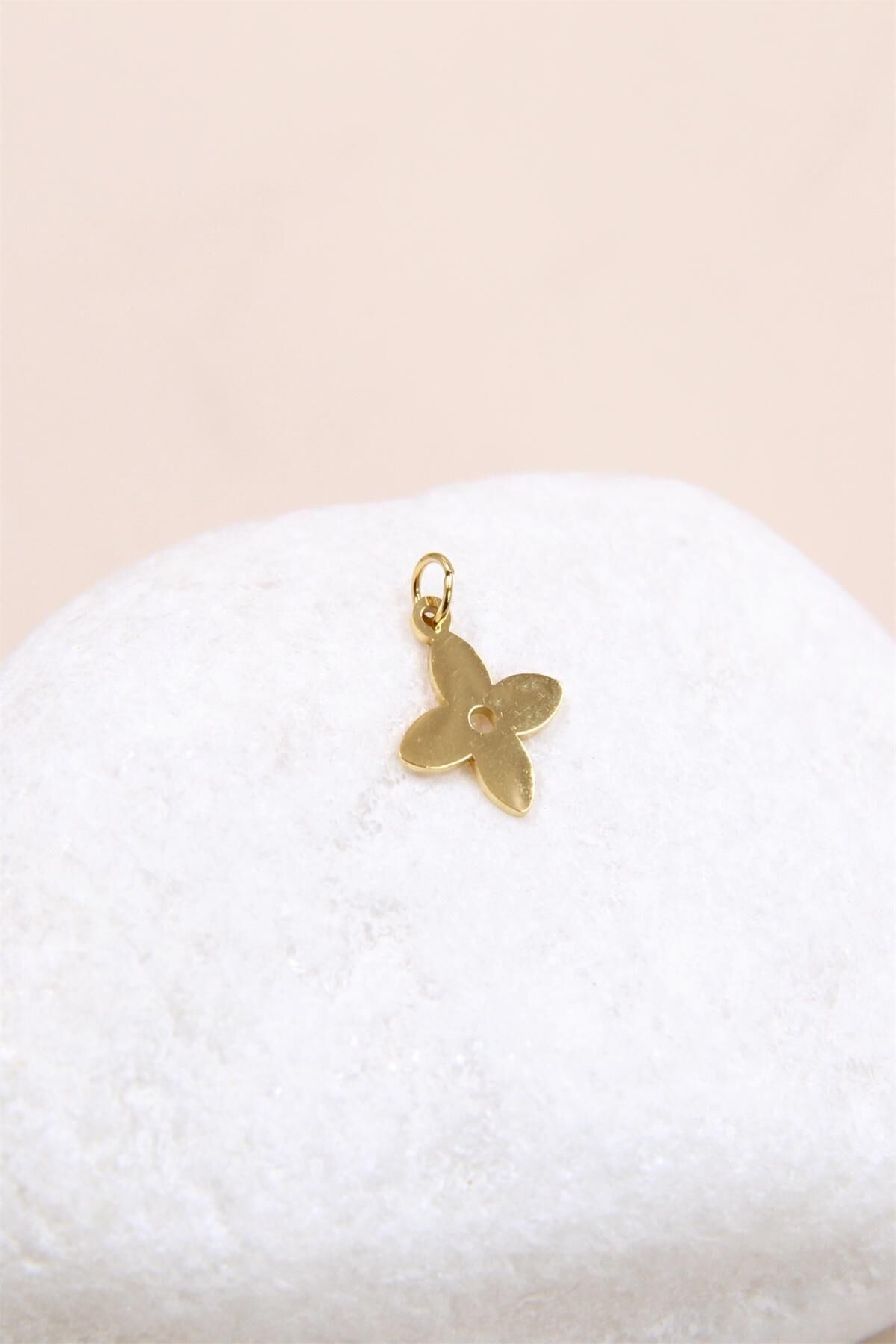 Gold Stainless Steel Flower Charm