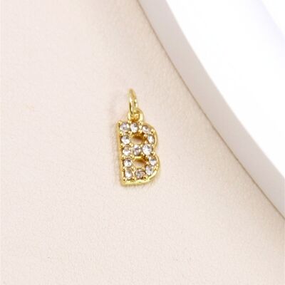 Stainless Steel Letter Charm Pendant with Rhinestones