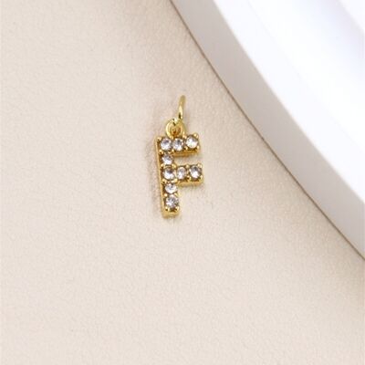 Stainless Steel Letter Charm Pendant with Rhinestones