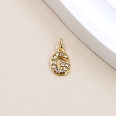 Stainless Steel Letter Charm Pendant with Rhinestones