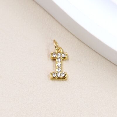 Stainless Steel Letter Charm Pendant with Rhinestones