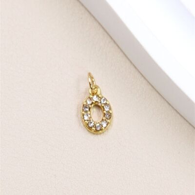 Stainless Steel Letter Charm Pendant with Rhinestones