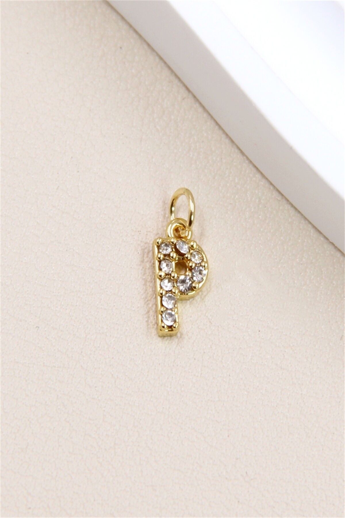 Edelstahl Buchstabe Charm Anhänger mit Strasssteinen