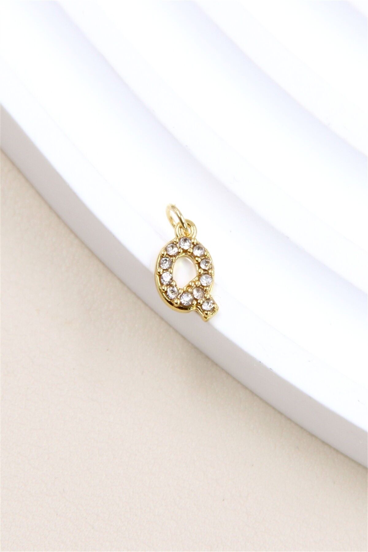 Edelstahl Buchstabe Charm Anhänger mit Strasssteinen