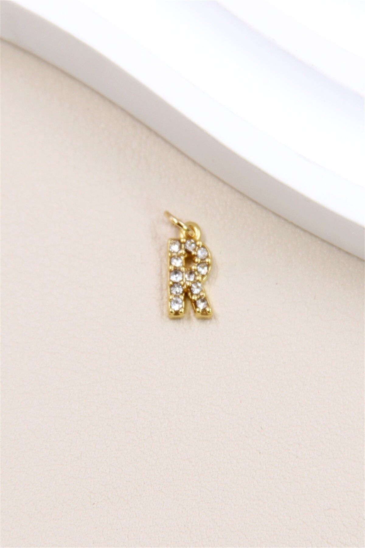 Edelstahl Buchstabe Charm Anhänger mit Strasssteinen