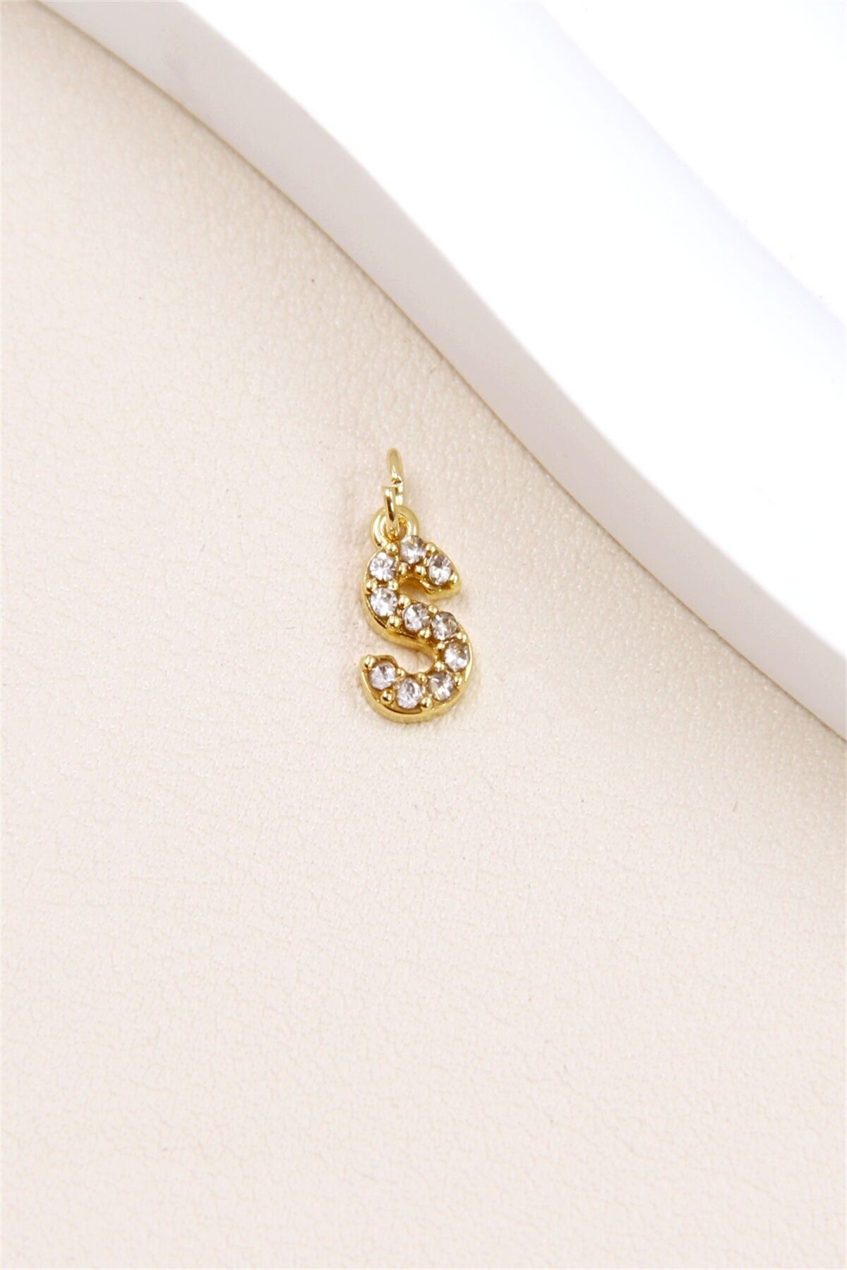 Edelstahl Buchstabe Charm Anhänger mit Strasssteinen