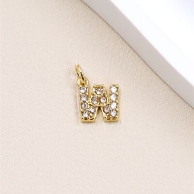 Stainless Steel Letter Charm Pendant with Rhinestones