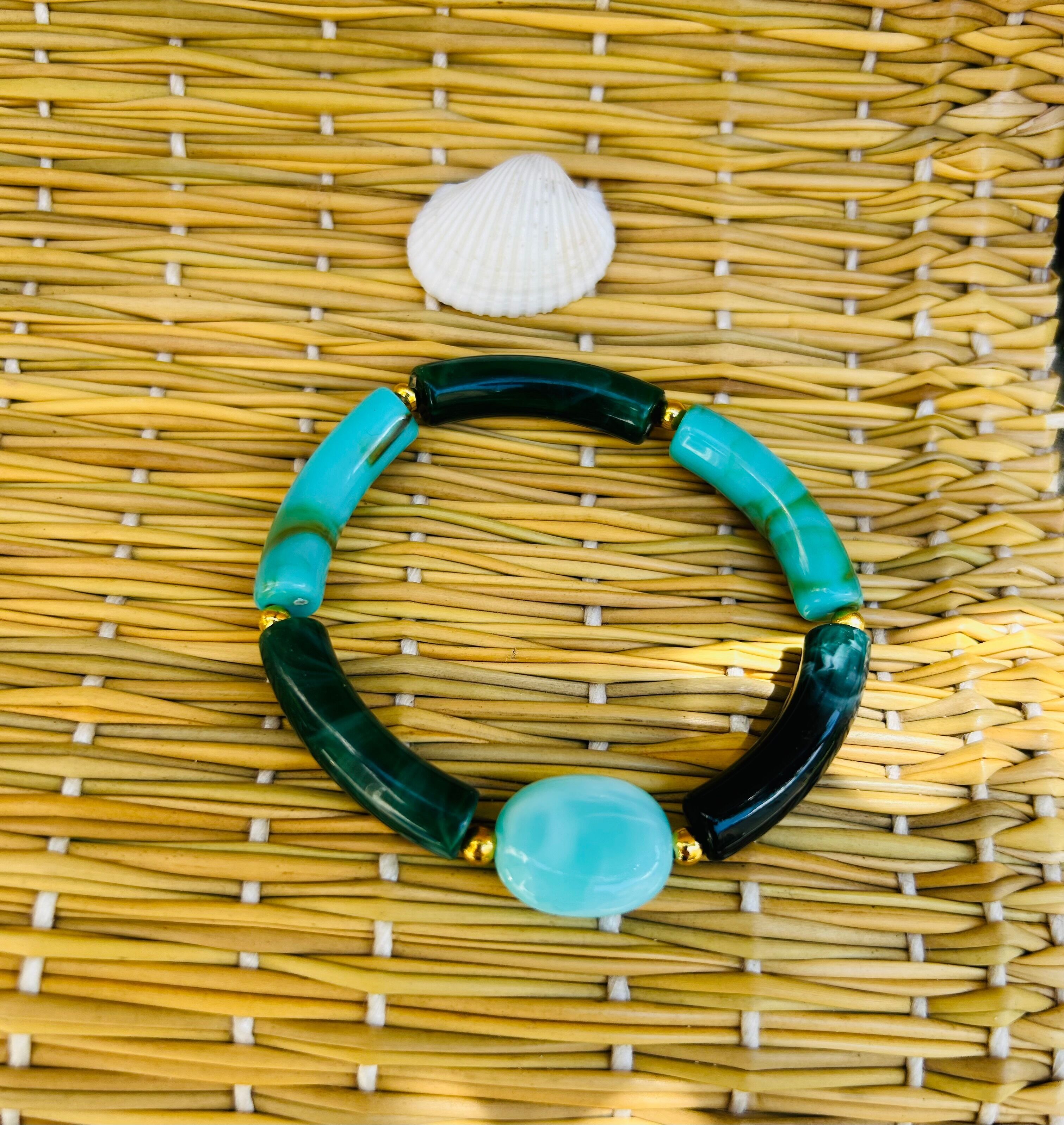 Ella elastic buoy bangle bracelet in acetate resin