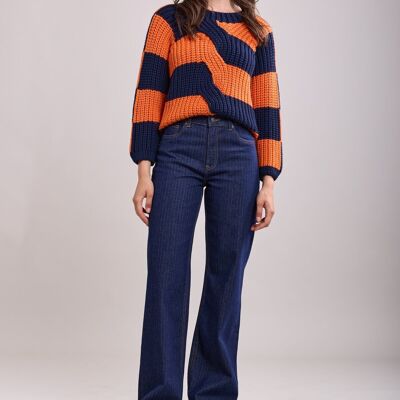 Blue striped wide leg jeans - India