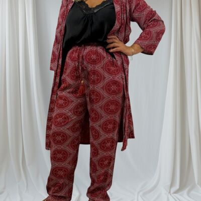 Nola Harmony Set – bordo Boho Kimono & Trousers 2164