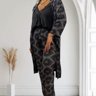 Nola Harmony Set – bordo Boho Kimono & Trousers 2164