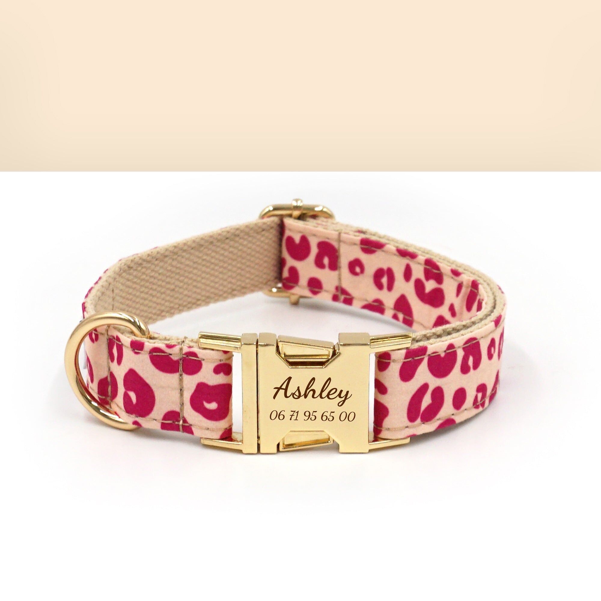Personalized Pink Leopard Dog Collar