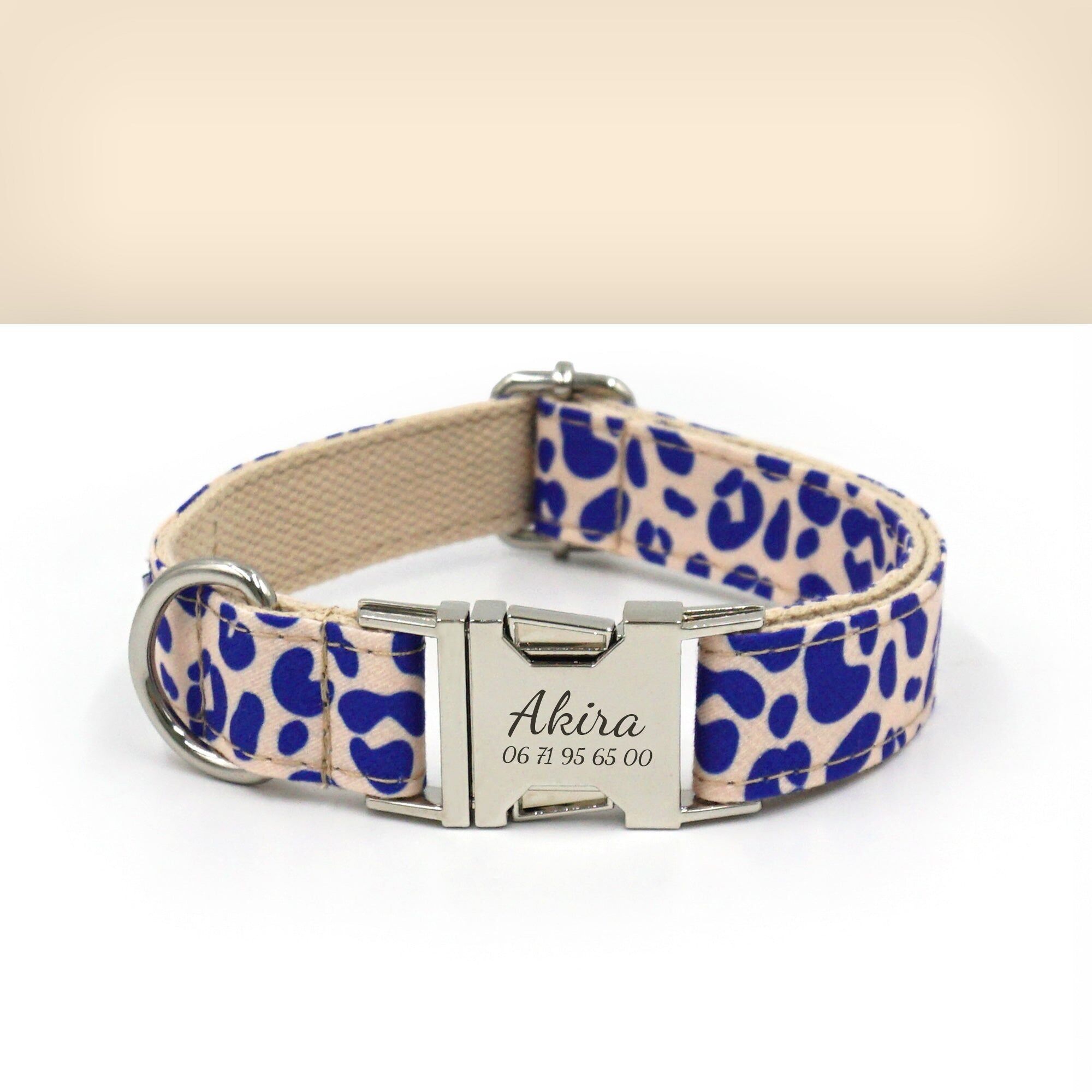 Personalized Blue Leopard Dog Collar