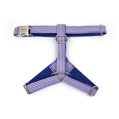 Personalized Blue Striped Cotton Dog Harness
