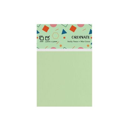 Notas adhesivas verde niebla, 75 mm x 75 mm (100 hojas por bloc) | Notas adhesivas Ordinate
