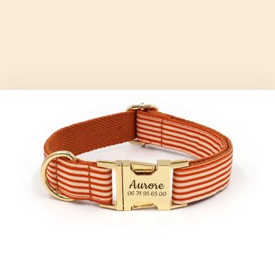 Collar de perro personalizado de algodón a rayas naranja