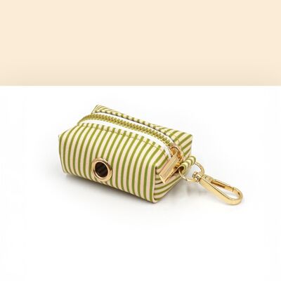Green Striped Cotton Poop Bag Pouch