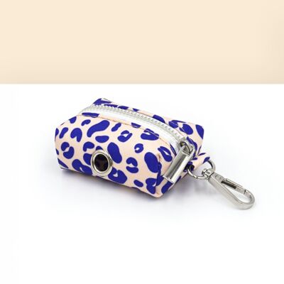 Pochette sac à crotte Coton Léopard Bleu
