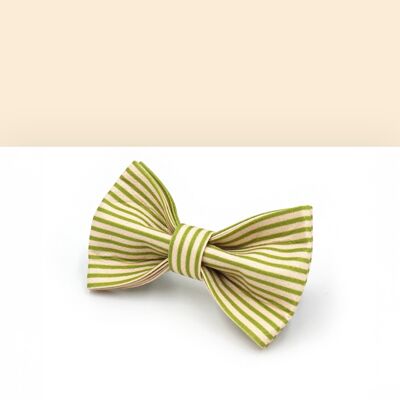 Green Striped Cotton Bow Tie