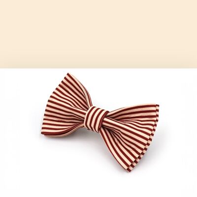 Burgundy Striped Cotton Bow Tie