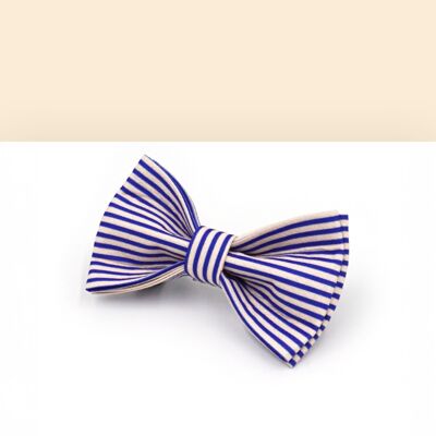 Blue Striped Cotton Bow Tie