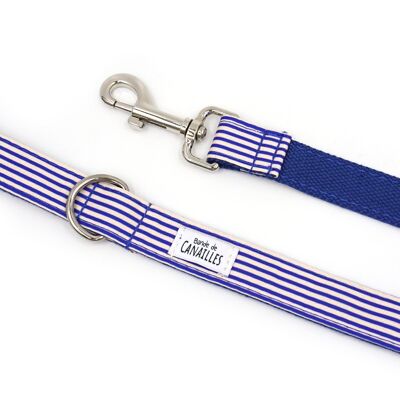 Blue Striped Cotton Dog Leash