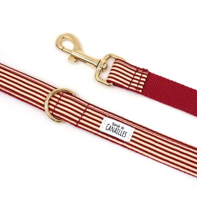 Striped Bordeaux Cotton Dog Leash