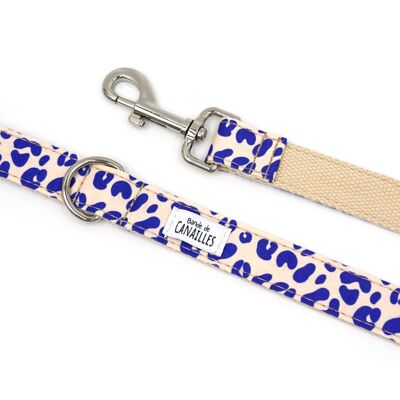 Guinzaglio per cani in cotone con motivo leopardato blu