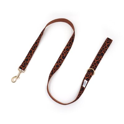 Correa para perro de algodón con estampado de leopardo color castaño