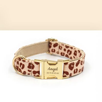 Collier Chien Personnalisé Léopard Sable