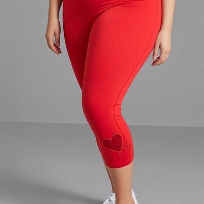 Legging court grande taille motif cœur (B227)