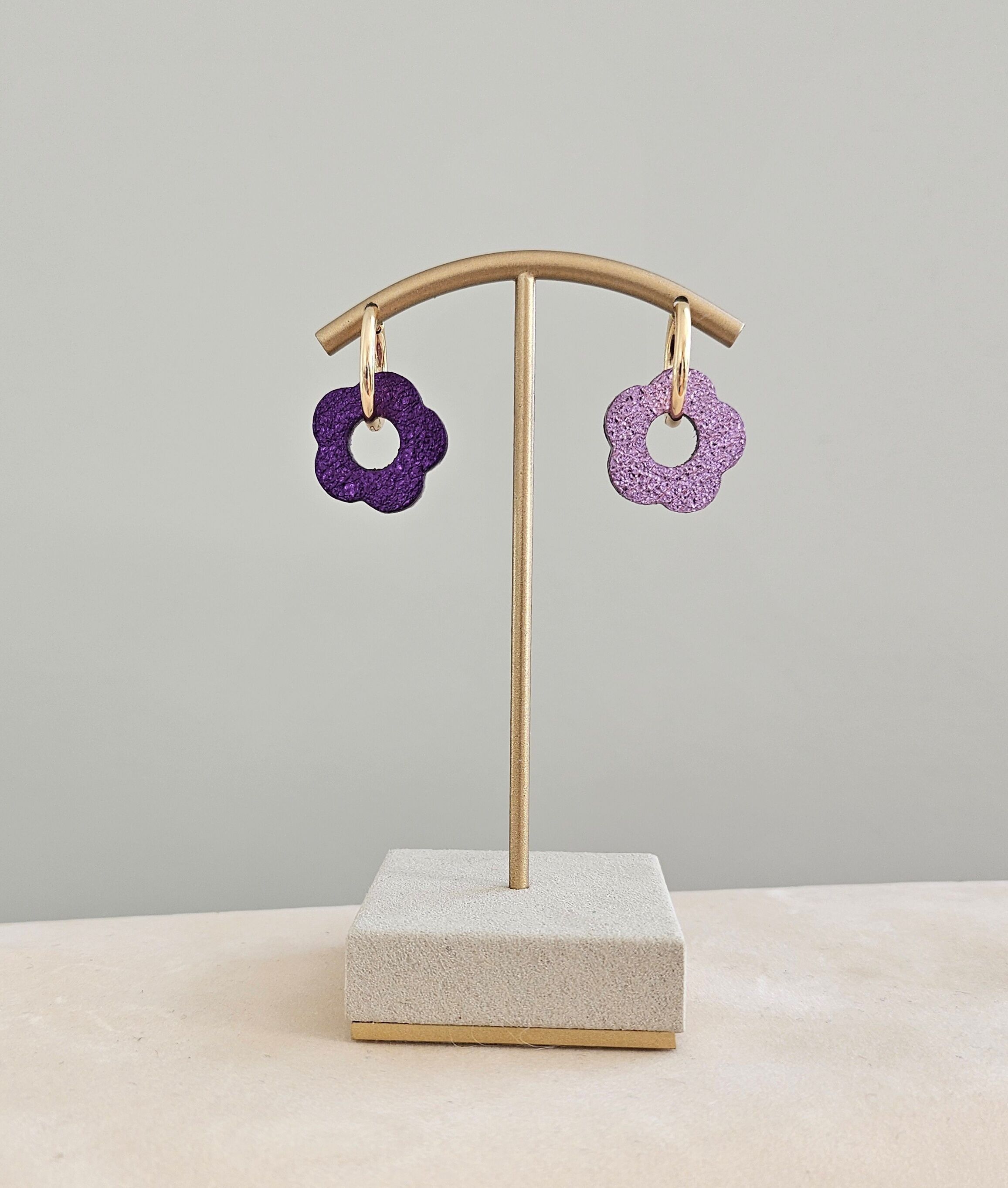 recycled leather flower hoop