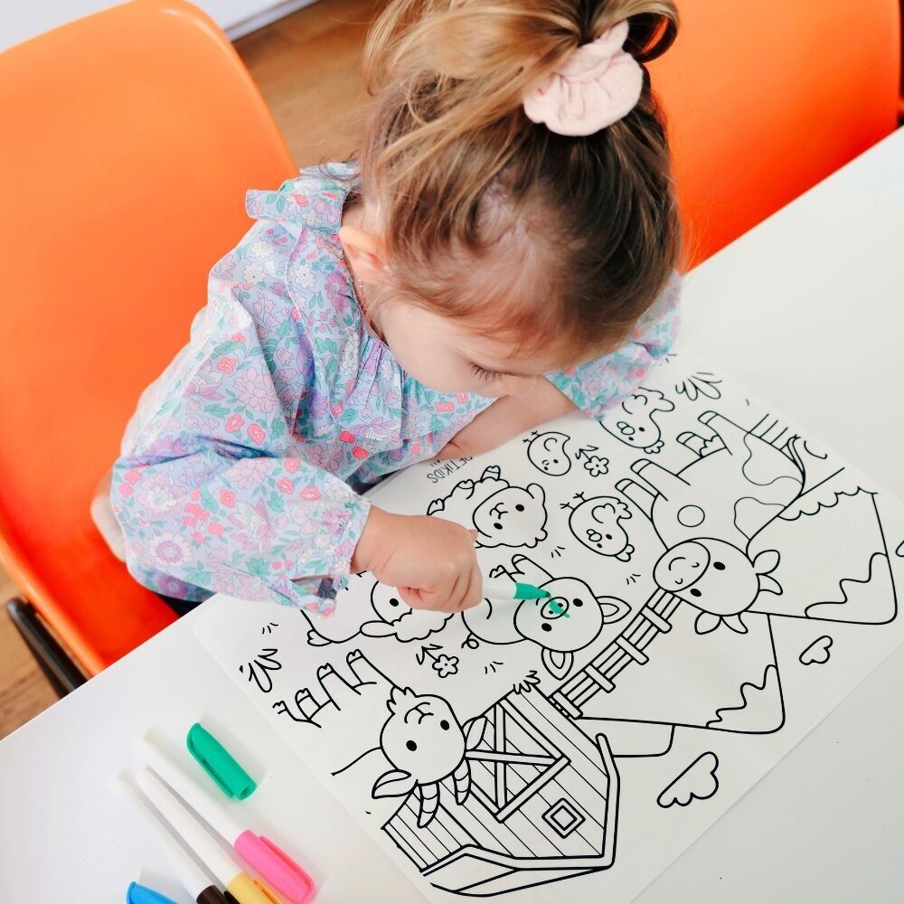 Mantel individual de silicona para colorear (2 caras), juguete ecológico de aprendizaje temprano, Montessori, juguete portátil, juguete educativo, marca francesa.