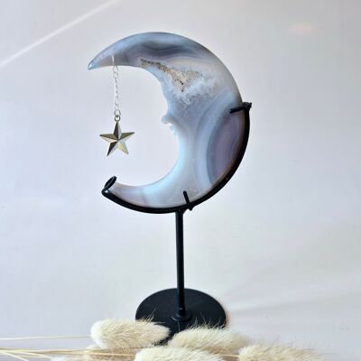 Druzy Gray Agate Gemstone Moon #3 – 10 cm