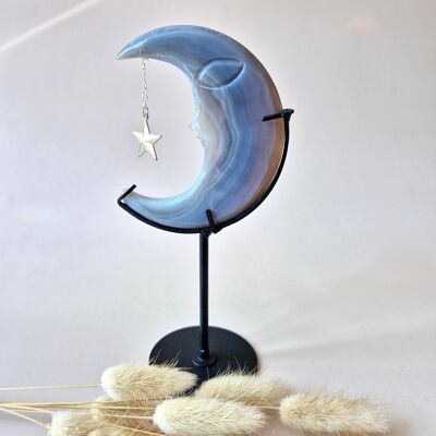 Pierre précieuse d'agate grise Druzy Moon #5 – 10 cm