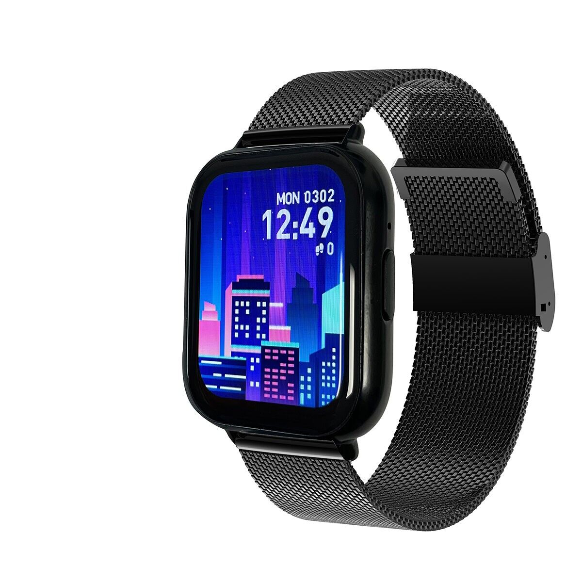 Smarty Unisex-Uhr – FITNOW – SW105 – Rechteckiges Gehäuse – Milanaise-Mesh-Armband