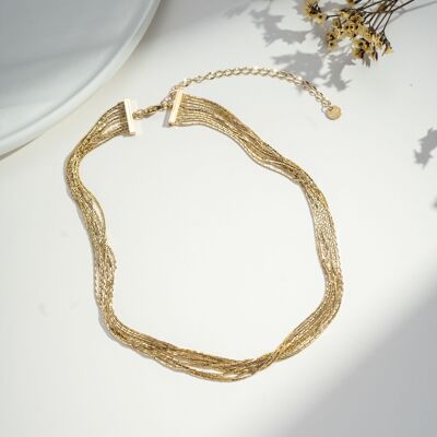 Elegant multi-row fine chain necklace, trendy jewelry, chic fashion accessory